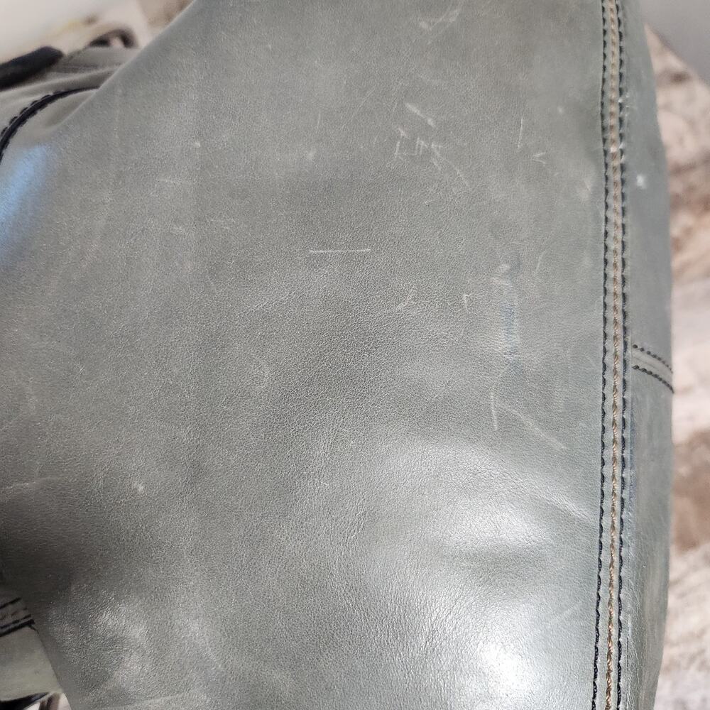 Fossil Y2K Sage Green Leather Shoulder Bag Purse Chunky Strap Boho Grunge - Picture 9 of 14